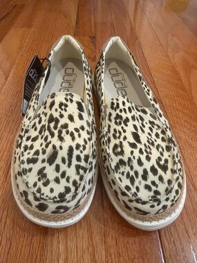 Hey Dude Women's Leopard Print Slip-On Shoes - Cream and Brown